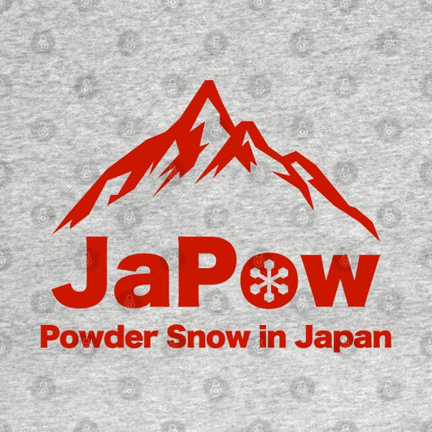 JAPOW Powder Snow in Japan - Red | Snowboard T-shirt by susugroo